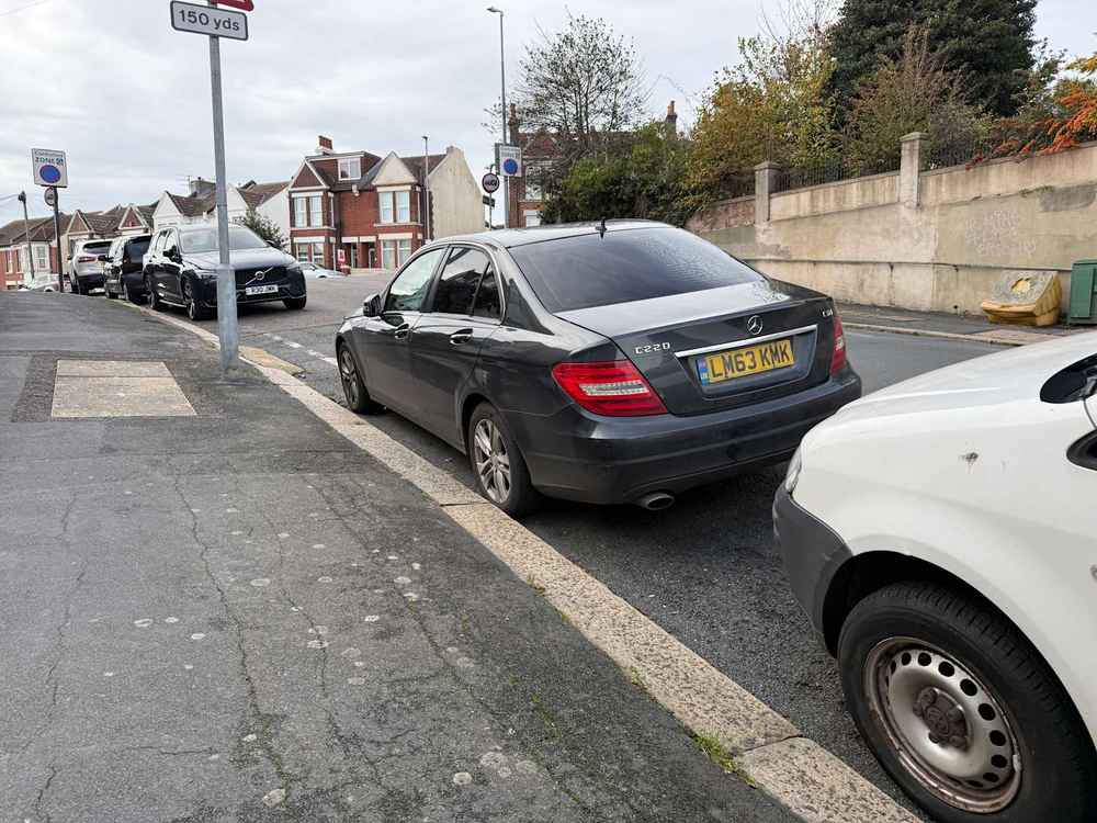 Photograph of LM63 KMK - a Black Mercedes C Class parked in Hollingdean by a non-resident who uses the local area as part of their Brighton commute. The ninth of eleven photographs supplied by the residents of Hollingdean.
