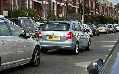 HN11 YUA, a Silver Skoda Fabia parked in Hollingdean