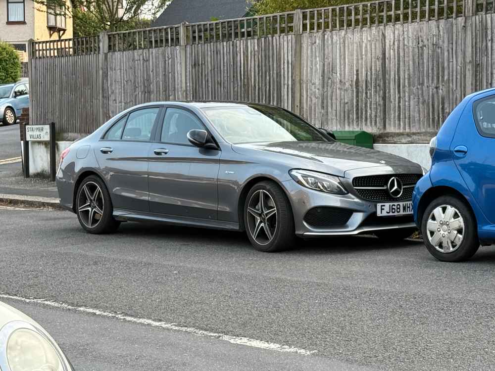 Photograph of FJ68 WHX - a Grey Mercedes C Class parked in Hollingdean by a non-resident. The twenty-second of twenty-two photographs supplied by the residents of Hollingdean.