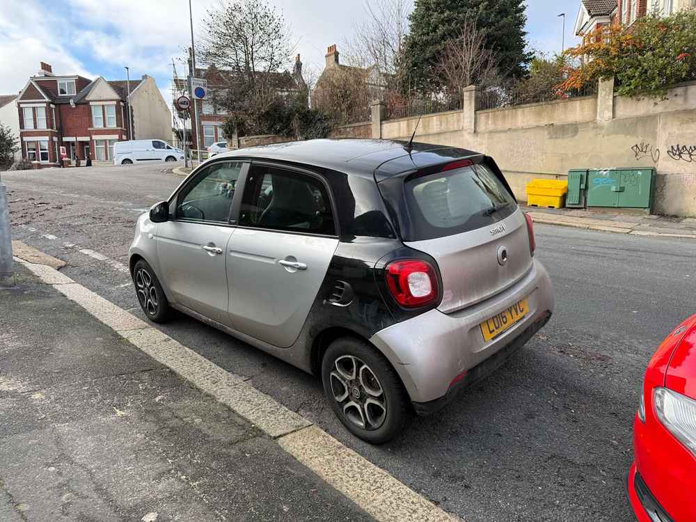 Photograph of LO16 YVC - a Silver Smart ForFour parked in Hollingdean by a non-resident. The sixth of seven photographs supplied by the residents of Hollingdean.