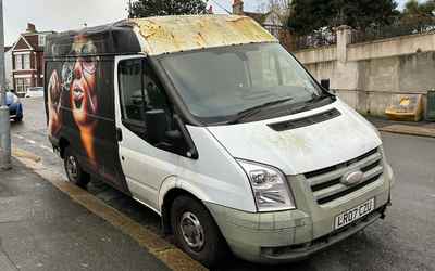 LR07 CZU, a White Ford Transit parked in Hollingdean