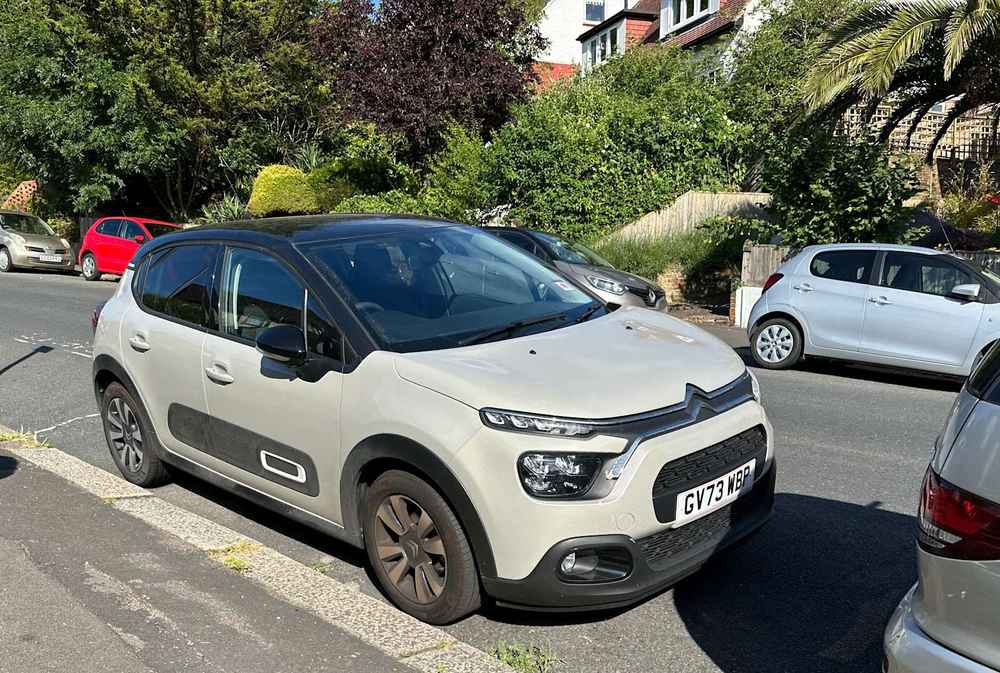 Photograph of GV73 WBP - a Grey Citroen C3 parked in Hollingdean by a non-resident who uses the local area as part of their Brighton commute. The ninth of twenty-five photographs supplied by the residents of Hollingdean.