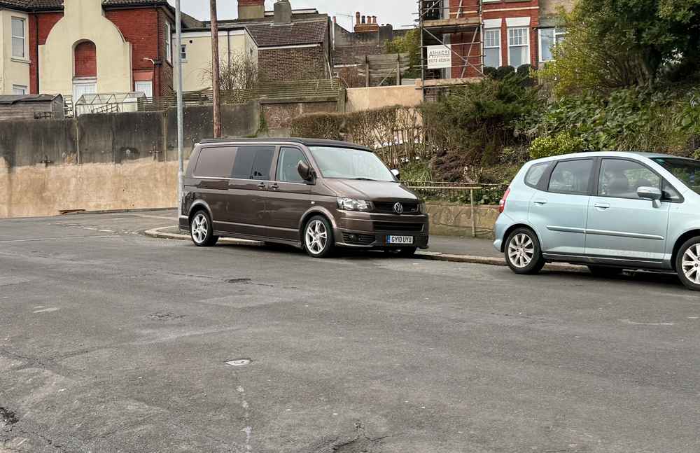 Photograph of GY10 UYU - a Brown Volkswagen Transporter camper van parked in Hollingdean by a non-resident. The tenth of twelve photographs supplied by the residents of Hollingdean.