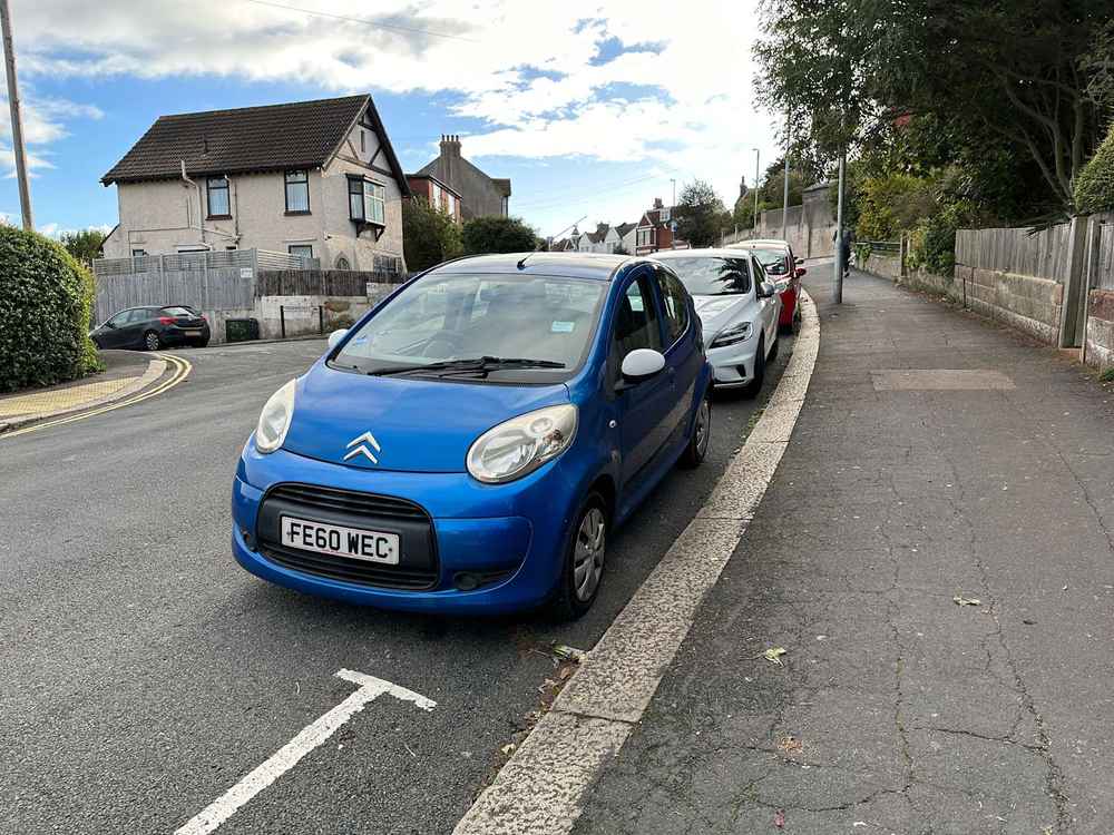 Photograph of FE60 WEC - a Blue Citroen C1 parked in Hollingdean by a non-resident. The third of sixteen photographs supplied by the residents of Hollingdean.