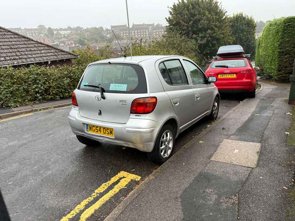 Photograph of WG54 OSM - a Silver Toyota Yaris parked in Hollingdean by a non-resident. The sixteenth of twenty photographs supplied by the residents of Hollingdean.
