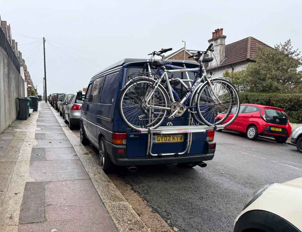 Photograph of GY02 KYW - a Blue Volkswagen Transporter camper van parked in Hollingdean by a non-resident. The twenty-fifth of twenty-five photographs supplied by the residents of Hollingdean.