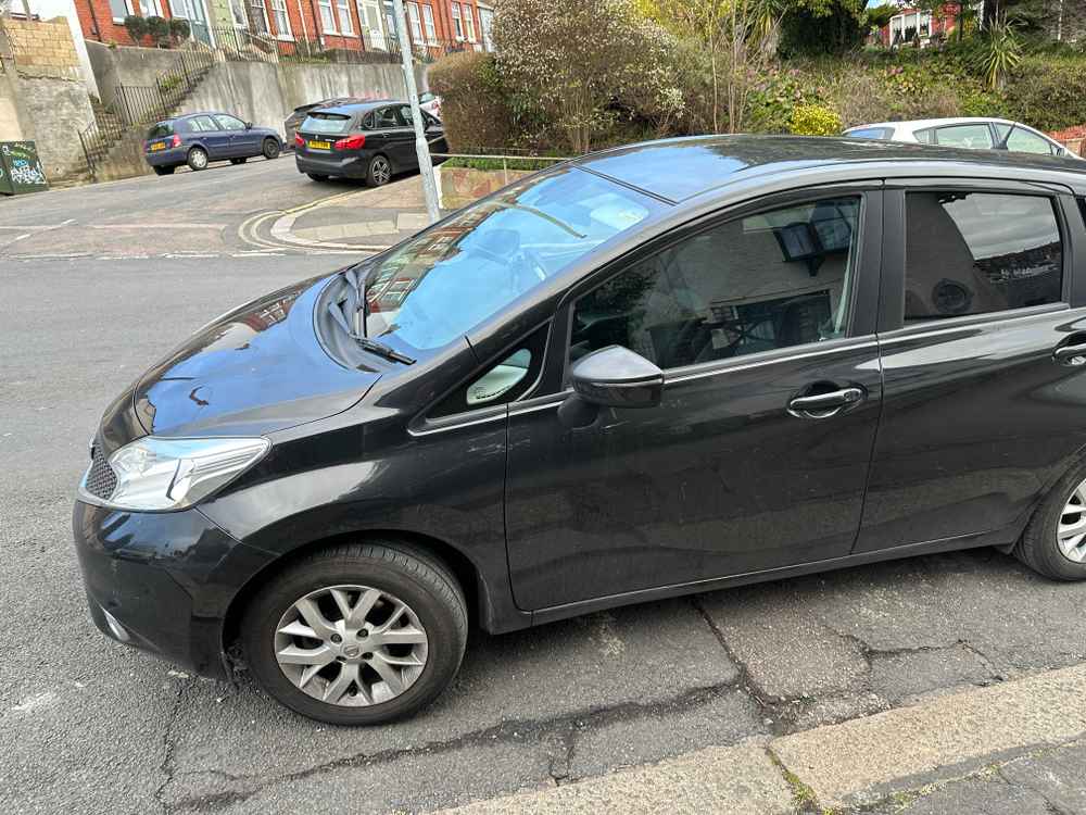 Photograph of BW15 VNJ - a Black Nissan Note parked in Hollingdean by a non-resident who uses the local area as part of their Brighton commute. The eighth of twenty photographs supplied by the residents of Hollingdean.