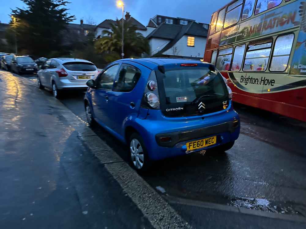 Photograph of FE60 WEC - a Blue Citroen C1 parked in Hollingdean by a non-resident. The eleventh of thirteen photographs supplied by the residents of Hollingdean.