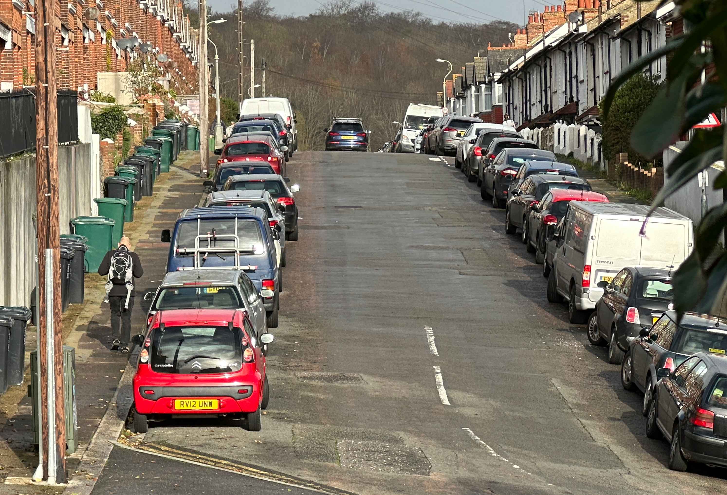 Photograph of RV12 UNW - a Red Citroen C1 parked in Hollingdean by a non-resident. The second of four photographs supplied by the residents of Hollingdean.