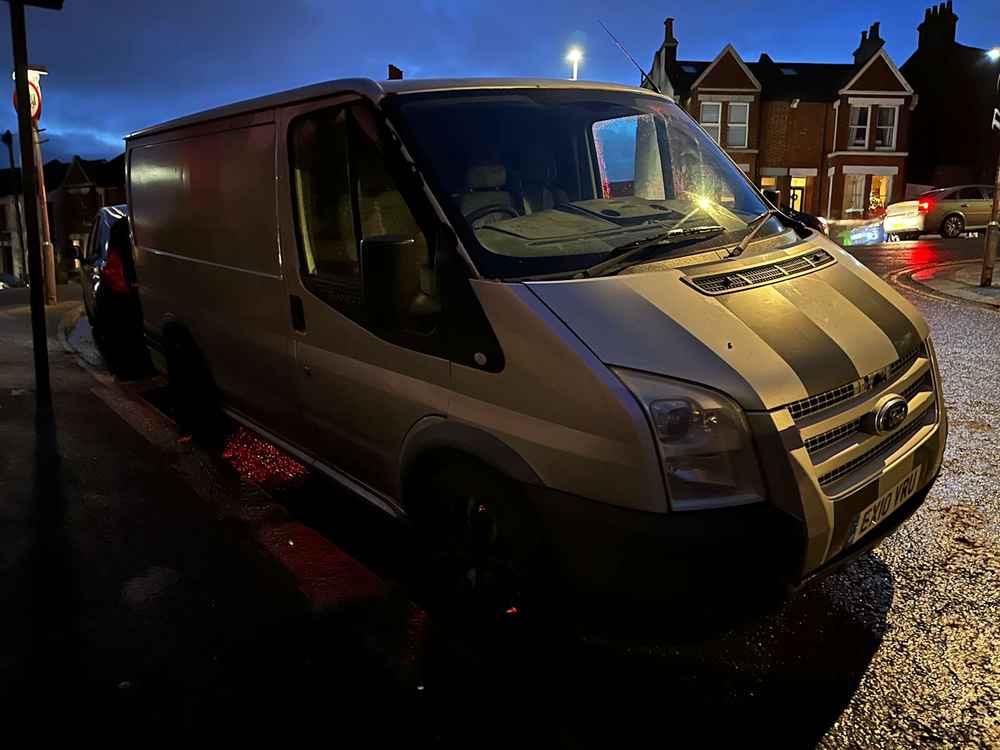 Photograph of EX10 VRU - a Silver Ford Transit parked in Hollingdean by a non-resident. The seventh of twenty-five photographs supplied by the residents of Hollingdean.