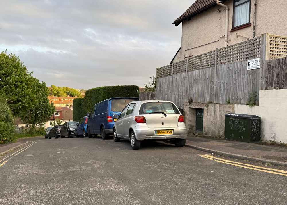 Photograph of WG54 OSM - a Silver Toyota Yaris parked in Hollingdean by a non-resident. The twelfth of twenty photographs supplied by the residents of Hollingdean.