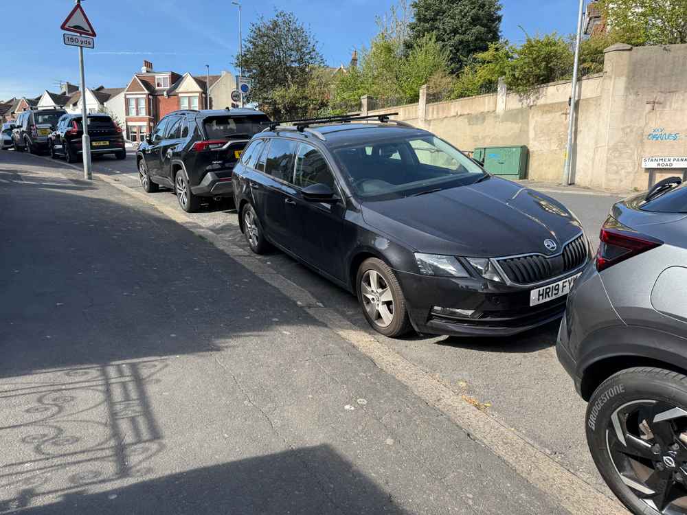 Photograph of HR19 FYW - a Black Skoda Octavia parked in Hollingdean by a non-resident. The fifth of six photographs supplied by the residents of Hollingdean.