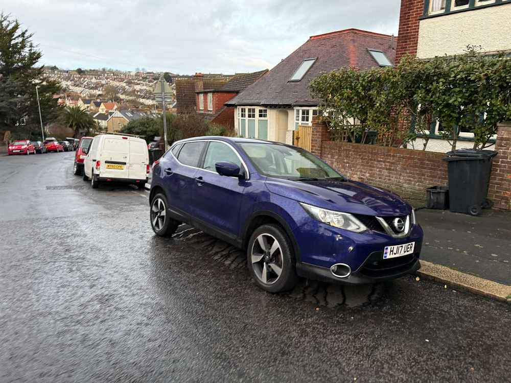 Photograph of HJ17 UER - a Purple Nissan Qashqai parked in Hollingdean by a non-resident. The third of five photographs supplied by the residents of Hollingdean.