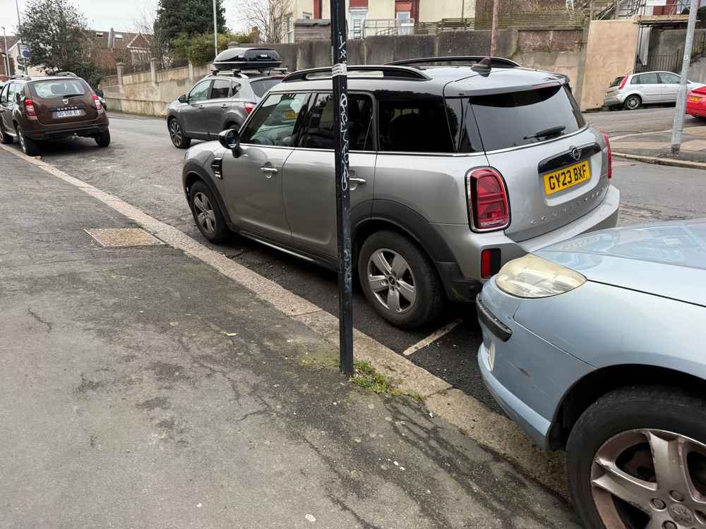 Photograph of GY23 BXF - a Grey Mini Countryman parked in Hollingdean by a non-resident who uses the local area as part of their Brighton commute. The twenty-first of twenty-one photographs supplied by the residents of Hollingdean.