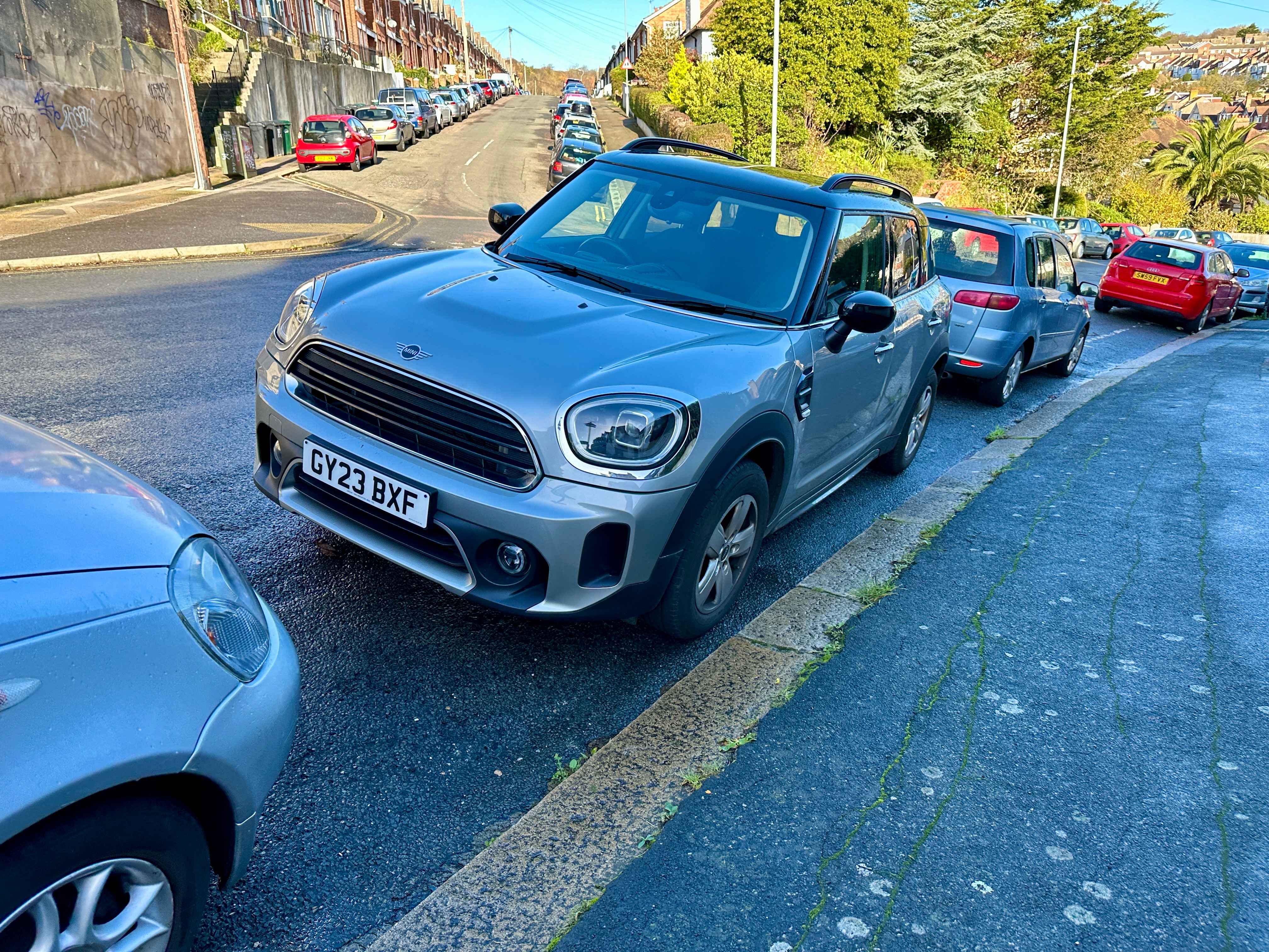 Photograph of GY23 BXF - a Grey Mini Countryman parked in Hollingdean by a non-resident who uses the local area as part of their Brighton commute. The seventh of eight photographs supplied by the residents of Hollingdean.