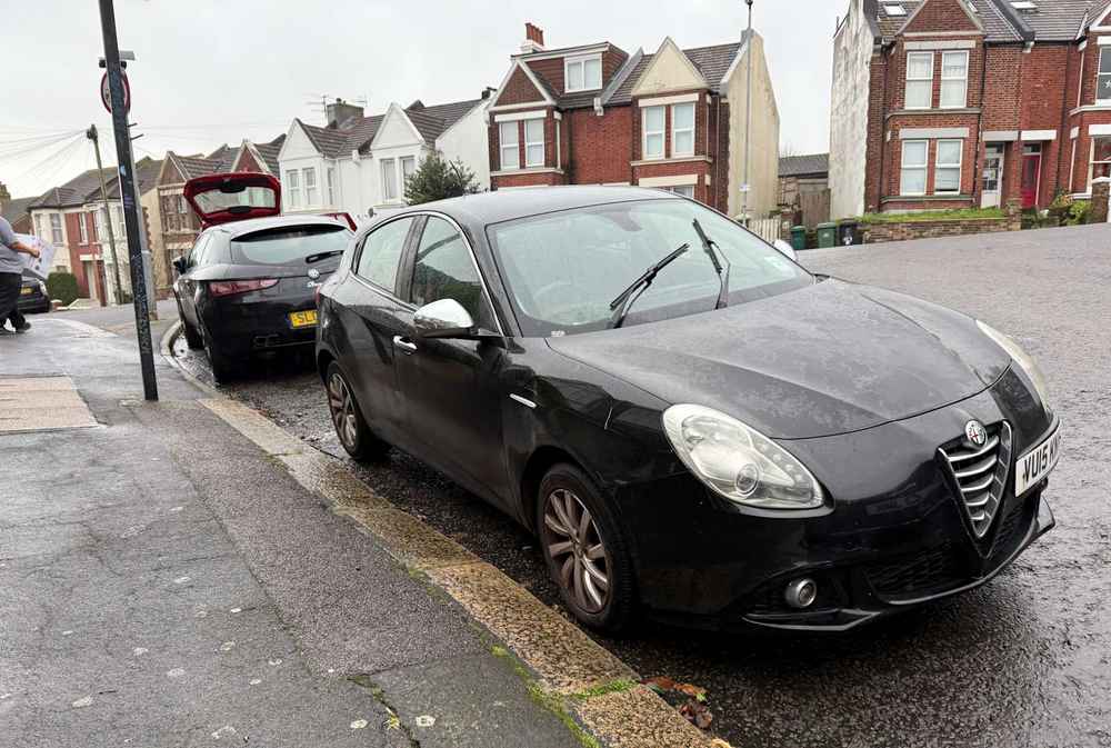 Photograph of VU15 KNV - a Black Alfa Romeo Giulietta parked in Hollingdean by a non-resident. The twenty-first of thirty-four photographs supplied by the residents of Hollingdean.