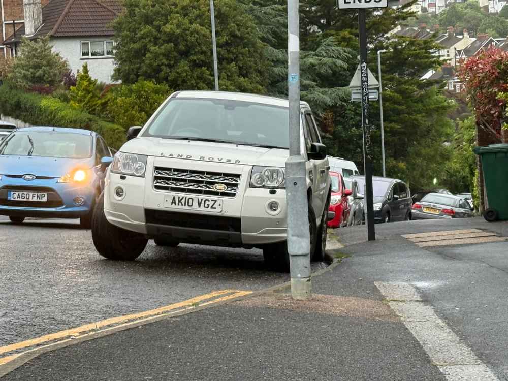 Photograph of AK10 VGZ - a White Land Rover Freelander parked in Hollingdean by a non-resident. The third of five photographs supplied by the residents of Hollingdean.