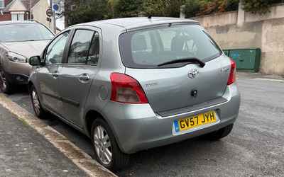 GV57 JYH, a Grey Toyota Yaris parked in Hollingdean