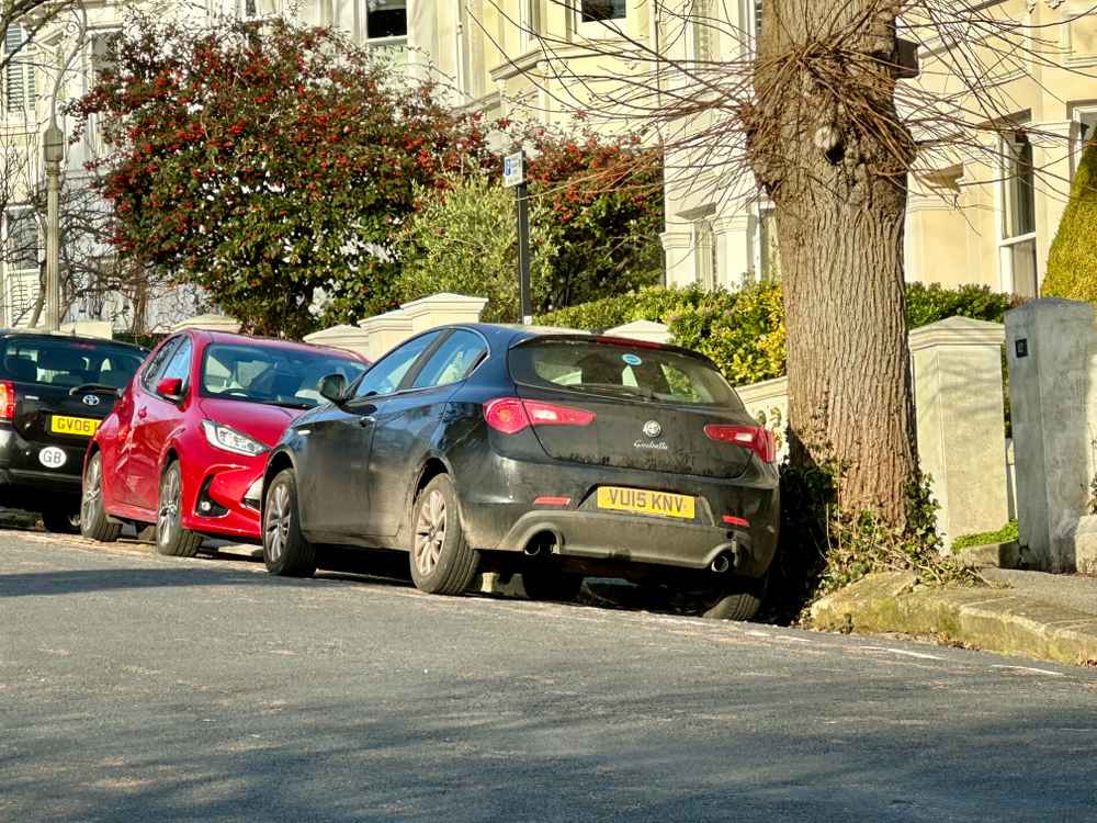 Photograph of VU15 KNV - a Black Alfa Romeo Giulietta parked in Hollingdean by a non-resident. The ninth of fifteen photographs supplied by the residents of Hollingdean.