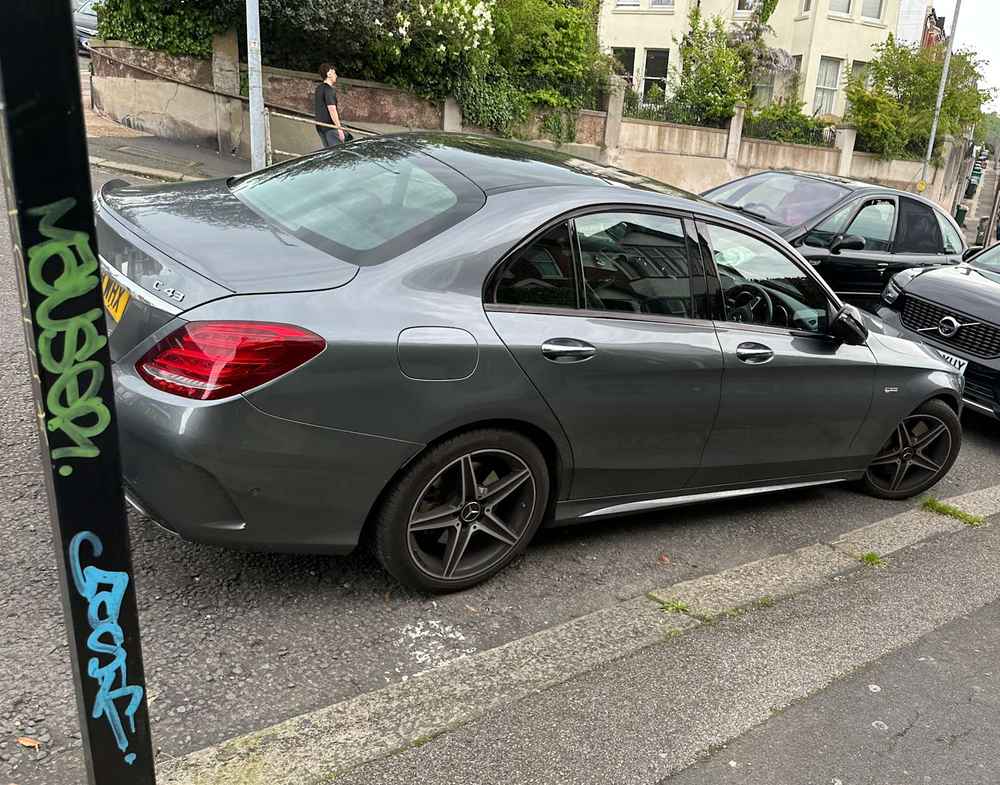 Photograph of FJ68 WHX - a Grey Mercedes C Class parked in Hollingdean by a non-resident. The fifth of twenty-eight photographs supplied by the residents of Hollingdean.