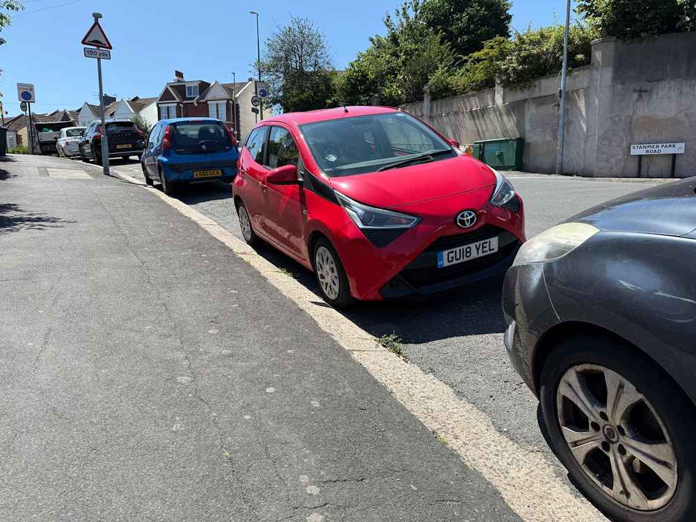 Photograph of GU18 YEL - a Red Toyota Aygo parked in Hollingdean by a non-resident. The fourth of ten photographs supplied by the residents of Hollingdean.