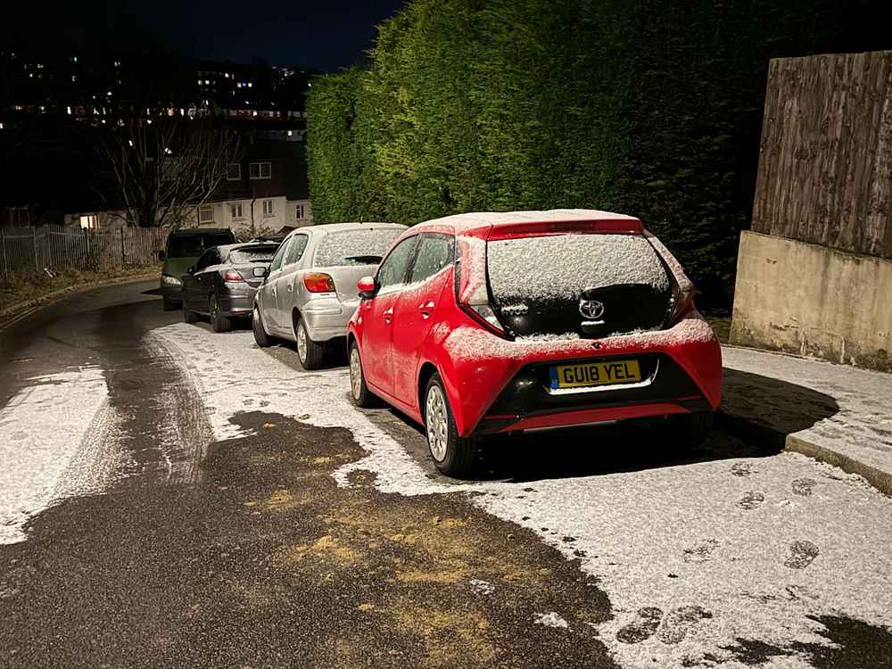 Photograph of GU18 YEL - a Red Toyota Aygo parked in Hollingdean by a non-resident. The ninth of ten photographs supplied by the residents of Hollingdean.