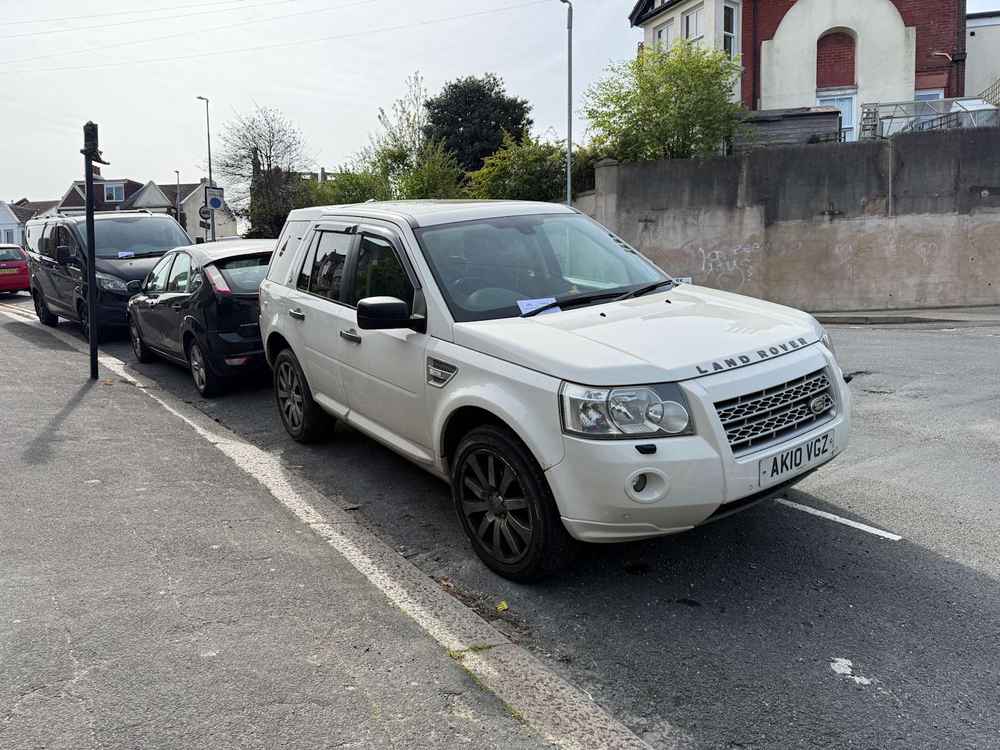 Photograph of AK10 VGZ - a White Land Rover Freelander parked in Hollingdean by a non-resident. The sixteenth of sixteen photographs supplied by the residents of Hollingdean.