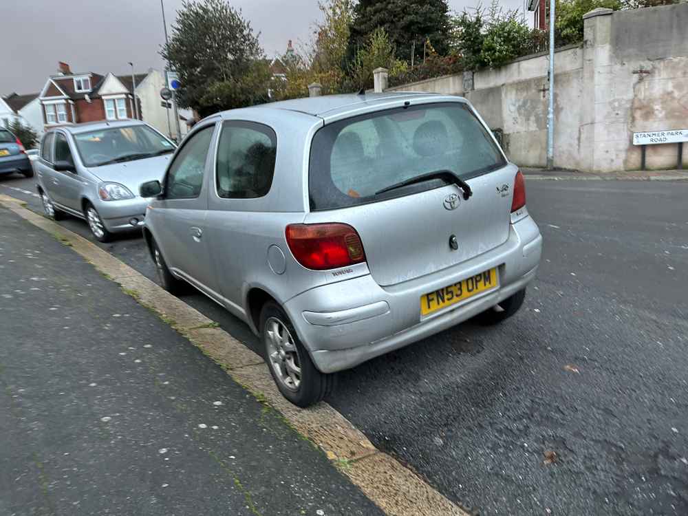 Photograph of FN53 OPM - a Silver Toyota Yaris parked in Hollingdean by a non-resident. The fourth of ten photographs supplied by the residents of Hollingdean.