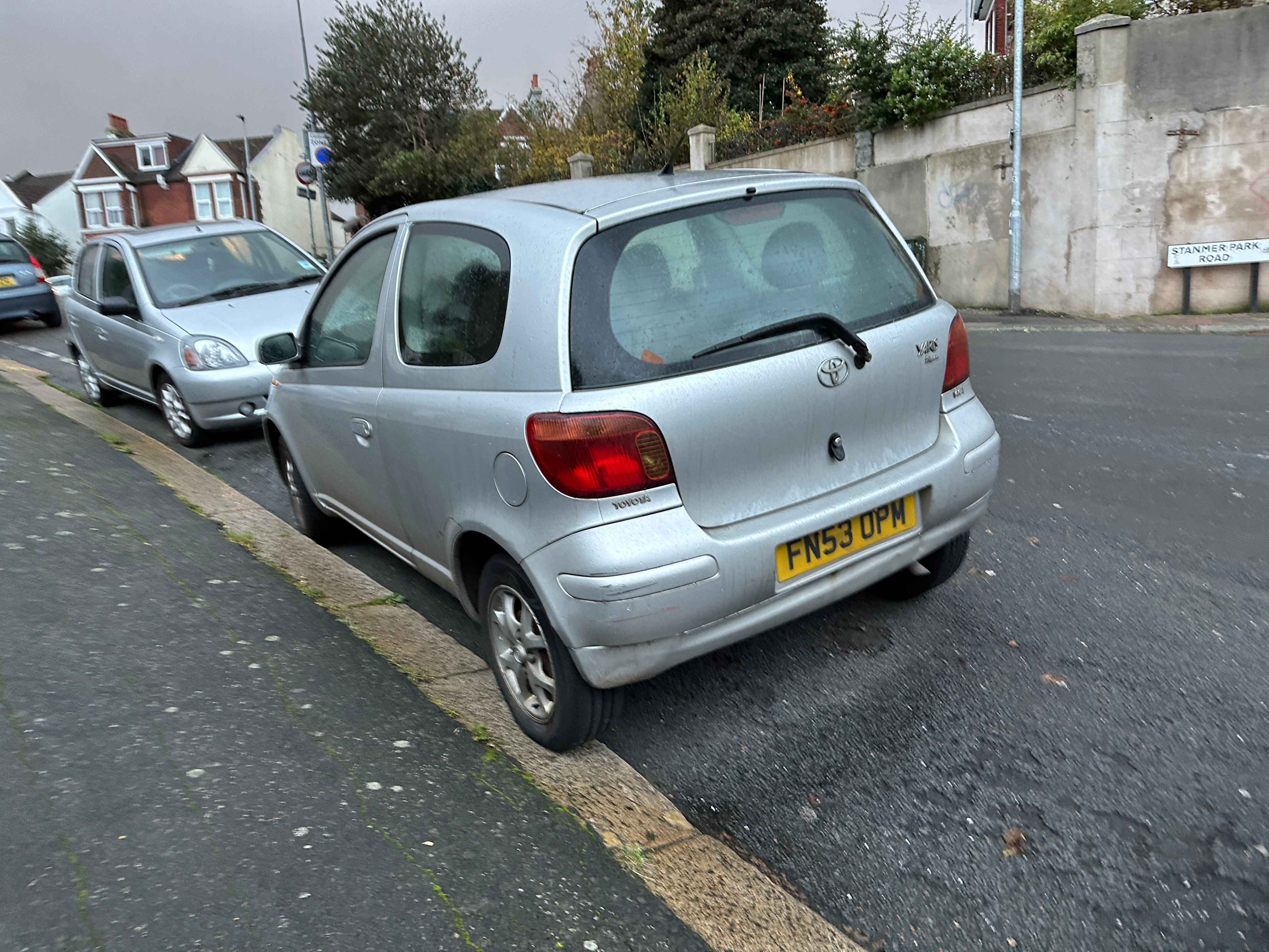 Photograph of FN53 OPM - a Silver Toyota Yaris parked in Hollingdean by a non-resident. The fourth of five photographs supplied by the residents of Hollingdean.