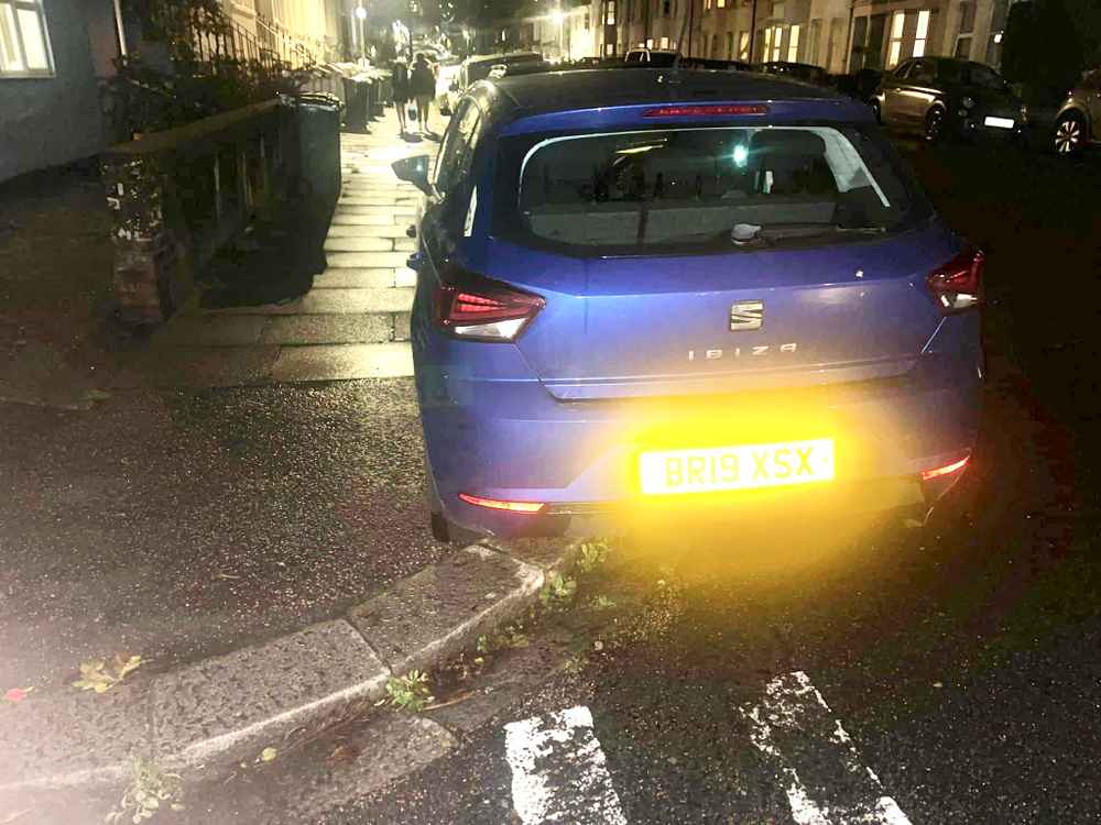 Photograph of BR19 XSX - a Blue Seat Ibiza parked in Hollingdean by a non-resident. The second of two photographs supplied by the residents of Hollingdean.