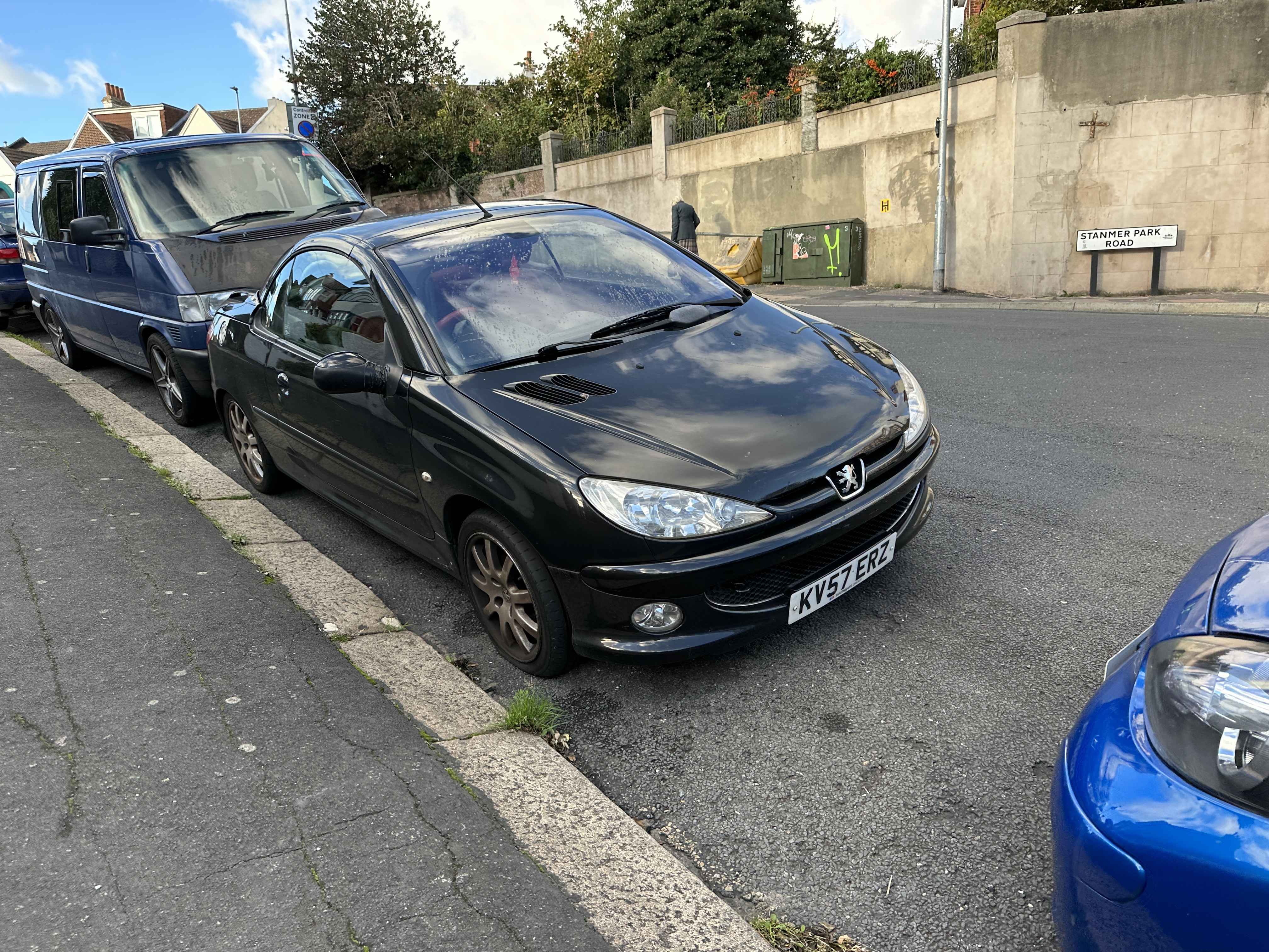 Photograph of KV57 ERZ - a Black Peugeot 206 parked in Hollingdean by a non-resident. The sixth of eight photographs supplied by the residents of Hollingdean.
