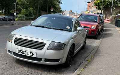 DS02 LEF, a Silver Audi TT parked in Hollingdean