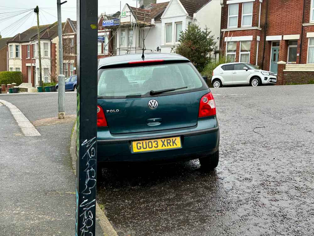 Photograph of GU03 XRK - a Green Volkswagen Polo parked in Hollingdean by a non-resident. The sixth of eight photographs supplied by the residents of Hollingdean.