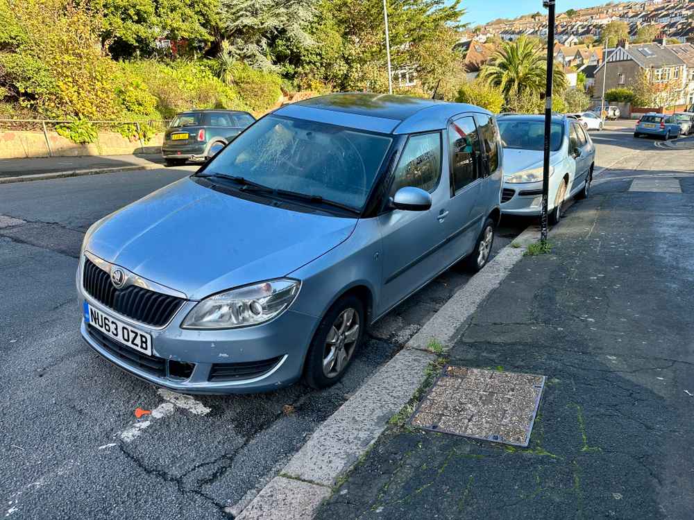 Photograph of NU63 OZB - a Blue Skoda Roomster parked in Hollingdean by a non-resident. The eleventh of twenty-three photographs supplied by the residents of Hollingdean.
