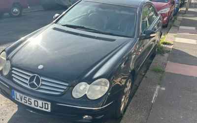 LV55 OJD, a Black Mercedes CLK parked in Hollingdean