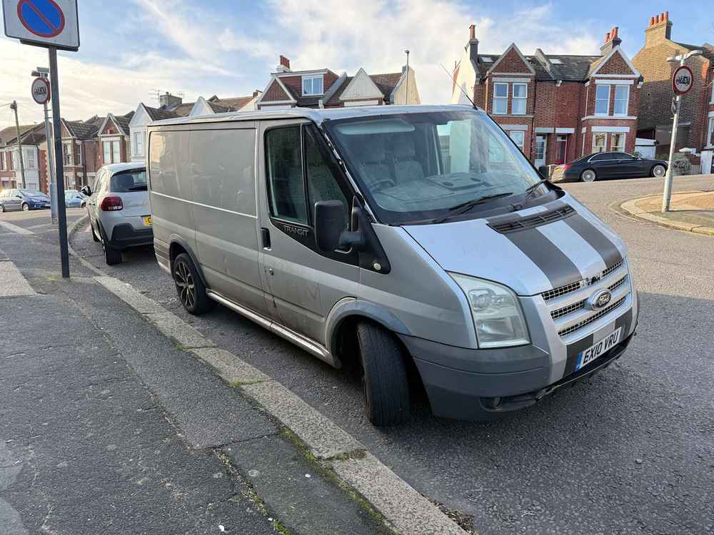 Photograph of EX10 VRU - a Silver Ford Transit parked in Hollingdean by a non-resident. The twenty-fifth of twenty-five photographs supplied by the residents of Hollingdean.