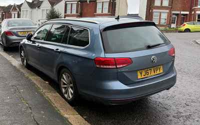 YJ67 VPY, a Blue Volkwagen Passat parked in Hollingdean
