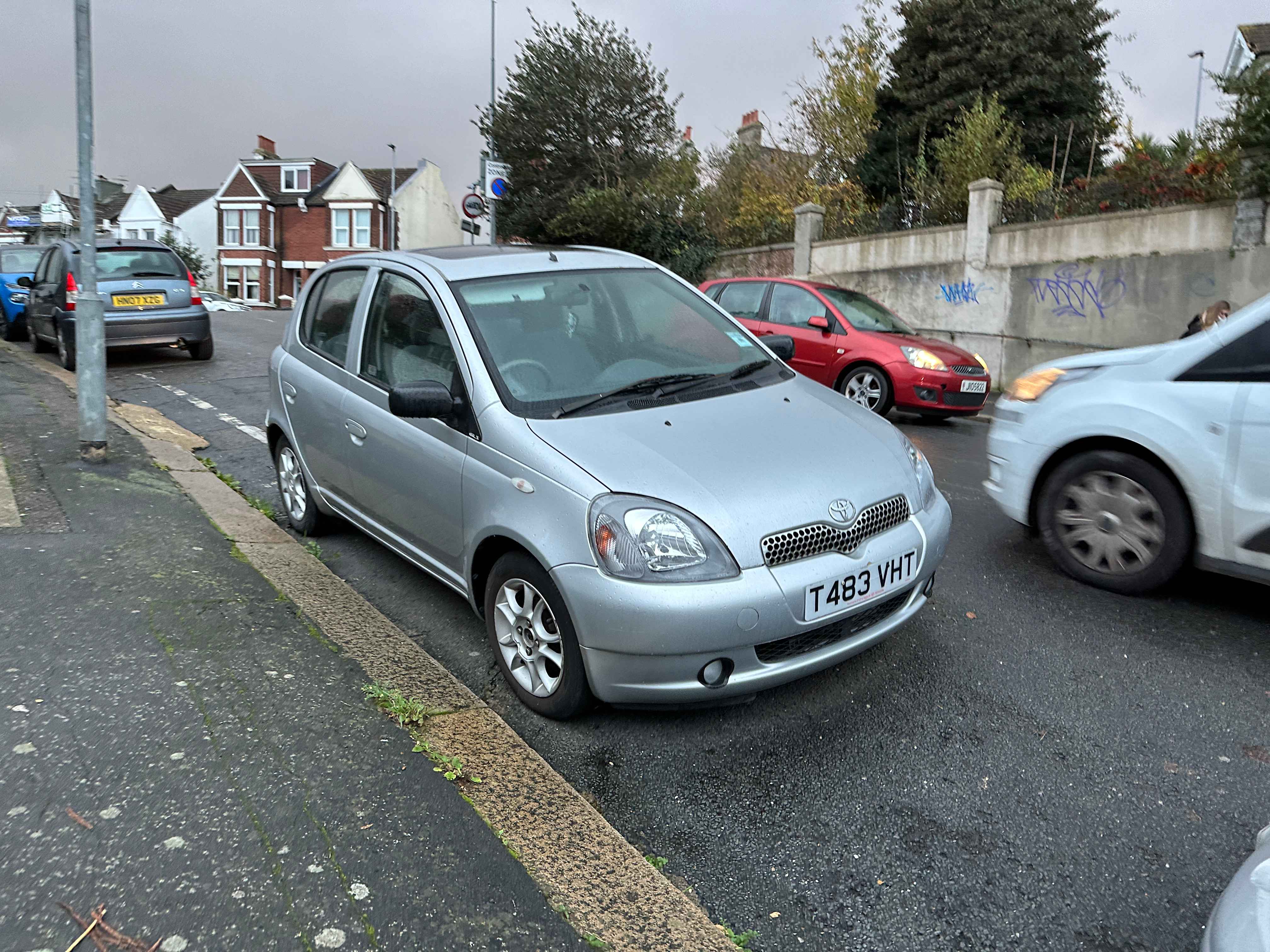Photograph of T483 VHT - a Silver Toyota Yaris parked in Hollingdean by a non-resident. The eleventh of fourteen photographs supplied by the residents of Hollingdean.