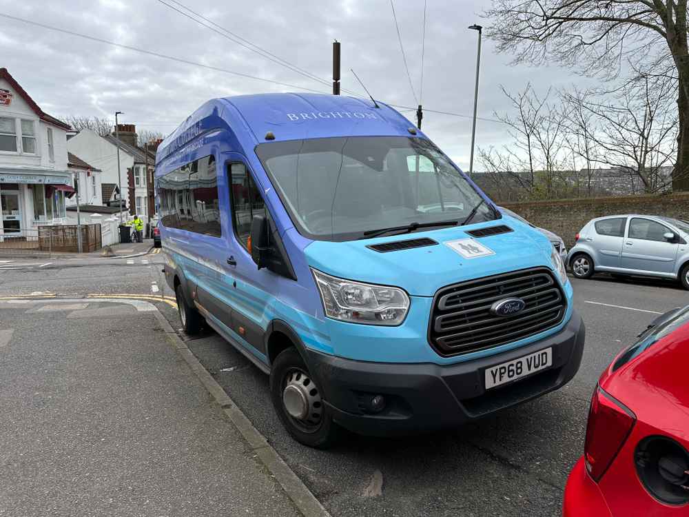 Photograph of YP68 VUD - a Blue Ford Transit parked in Hollingdean by a non-resident. The third of three photographs supplied by the residents of Hollingdean.