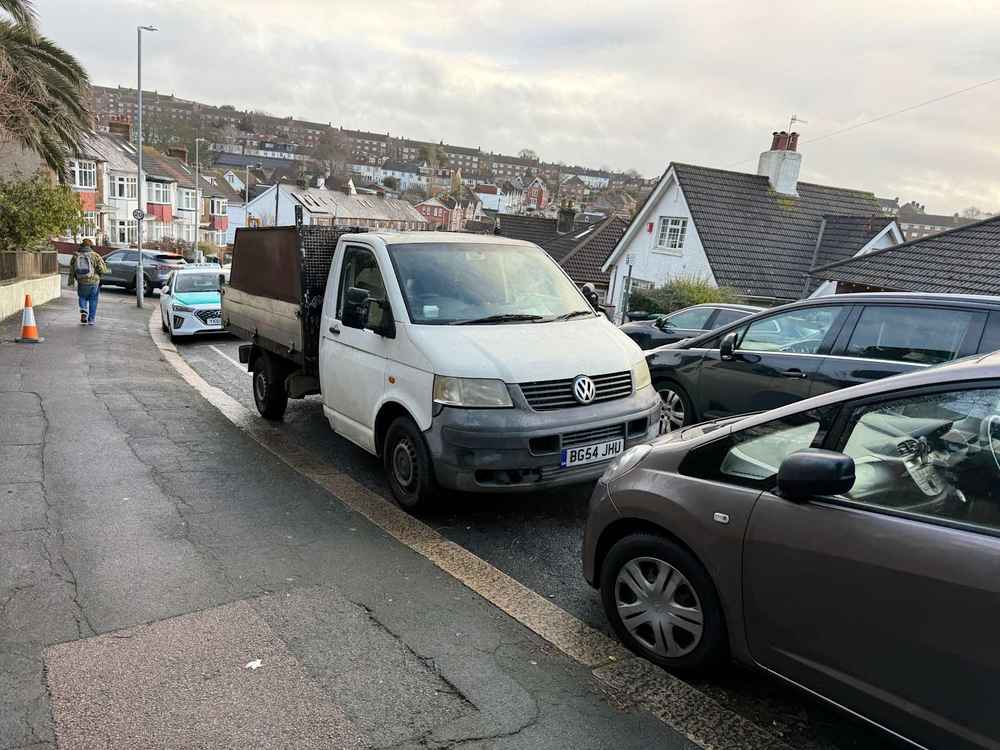 Photograph of BG54 JHU - a White Volkswagen T-Sporter parked in Hollingdean by a non-resident. The thirty-second of thirty-two photographs supplied by the residents of Hollingdean.