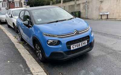 GY68 EHU, a Blue Citroen C3 parked in Hollingdean
