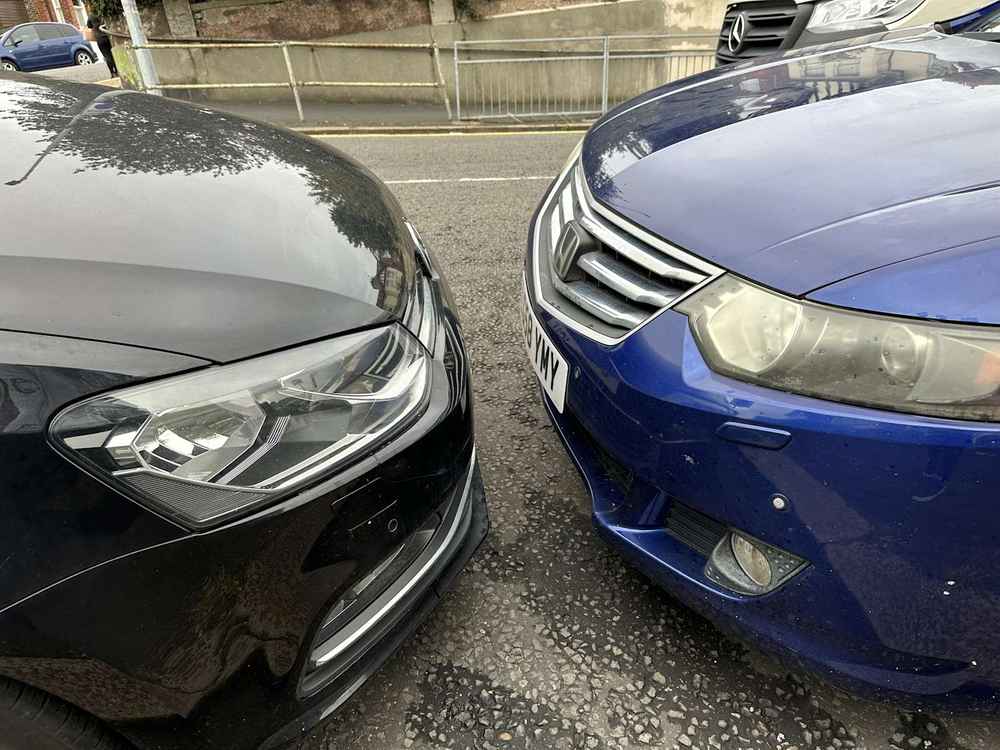 Photograph of LG58 YMY - a Blue Honda Accord parked in Hollingdean by a non-resident who uses the local area as part of their Brighton commute. The second of four photographs supplied by the residents of Hollingdean.