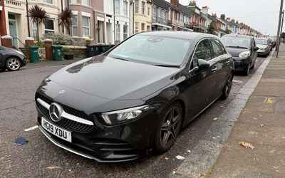 HG19 XDU, a Black Mercedes A Class parked in Hollingdean