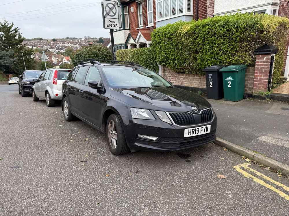 Photograph of HR19 FYW - a Black Skoda Octavia parked in Hollingdean by a non-resident. The second of eleven photographs supplied by the residents of Hollingdean.