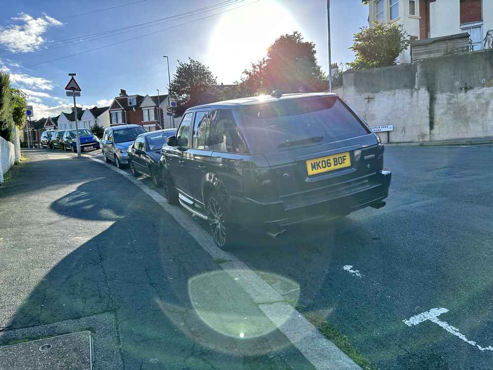 Photograph of MK06 BOF - a Black Land Rover Ranger Rover parked in Hollingdean by a non-resident. The fourth of four photographs supplied by the residents of Hollingdean.