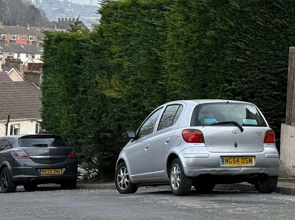 Photograph of WG54 OSM - a Silver Toyota Yaris parked in Hollingdean by a non-resident. The ninth of twenty photographs supplied by the residents of Hollingdean.