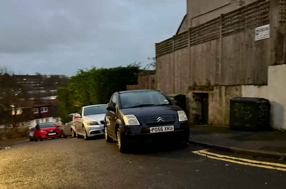 Photograph of PO56 XKU - a Black Citroen C2 parked in Hollingdean by a non-resident. The eighth of eight photographs supplied by the residents of Hollingdean.