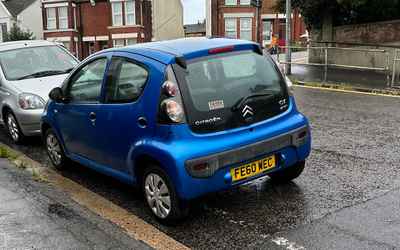 FE60 WEC, a Blue Citroen C1 parked in Hollingdean