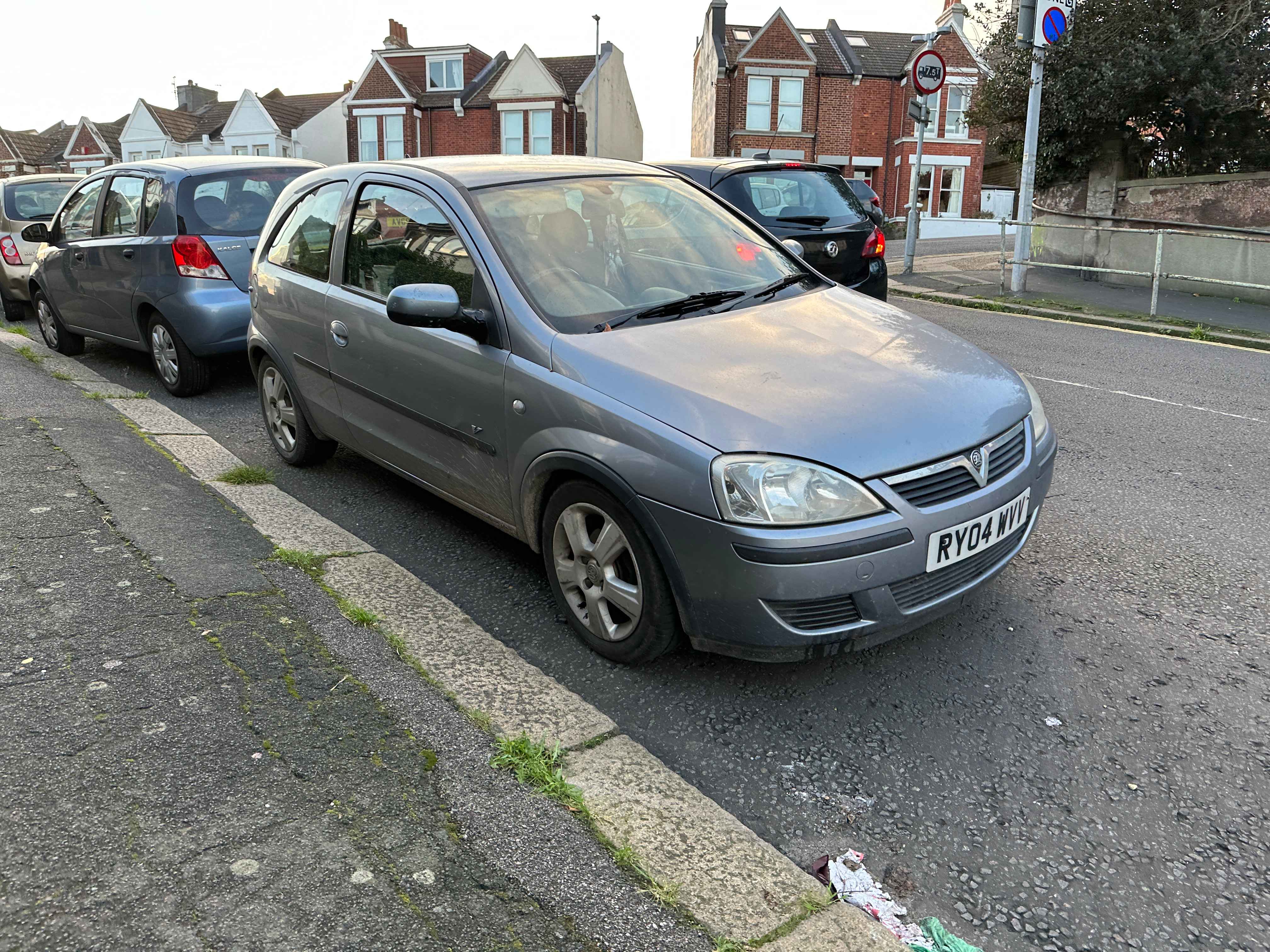 Photograph of RY04 WVV - a Silver Vauxhall Corsa parked in Hollingdean by a non-resident. 