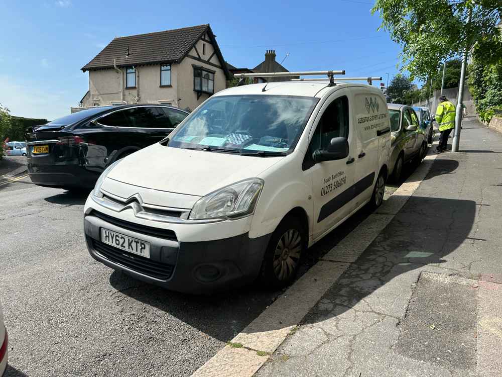 Photograph of HY62 KTP - a White Citroen Berlingo parked in Hollingdean by a non-resident. The eighth of nine photographs supplied by the residents of Hollingdean.